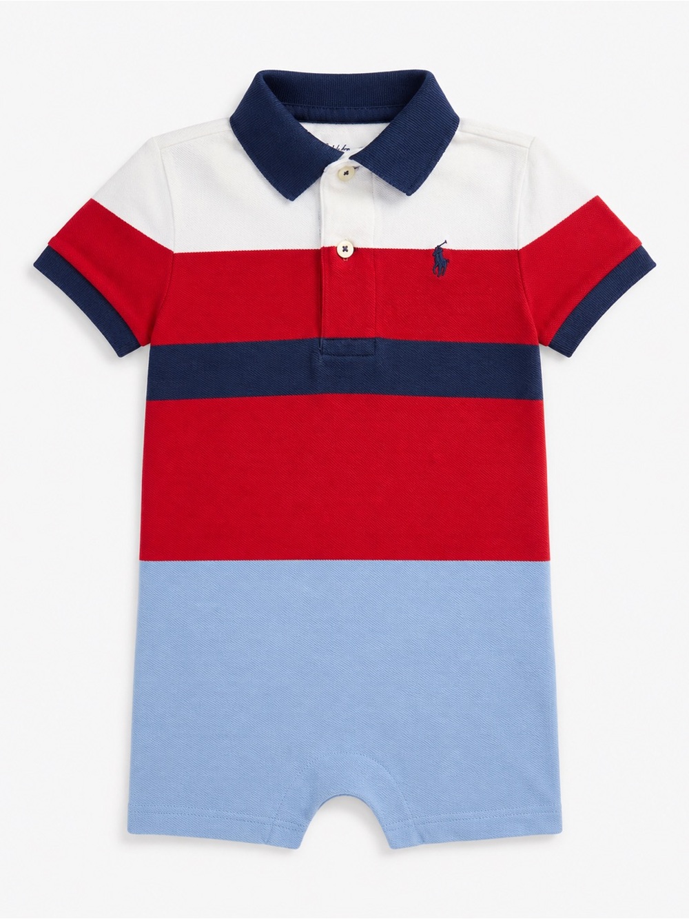 Polo Ralph Lauren Baby Boy Colorblock Polo Romper Shortall 12M Preppy Classic